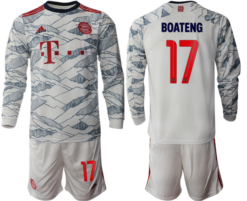 Men 2021-2022 Club Bayern Munich Second away white Long Sleeve #17 Soccer Jersey